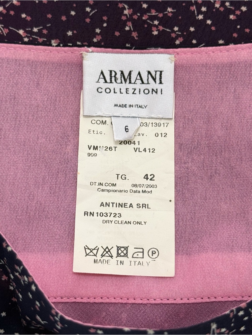 GIORGIO ARMANI COLLEZIONI PURPLE PINK FLORAL PRINT HIGH WAISTED MIDI SKIRT - Picture 6 of 7